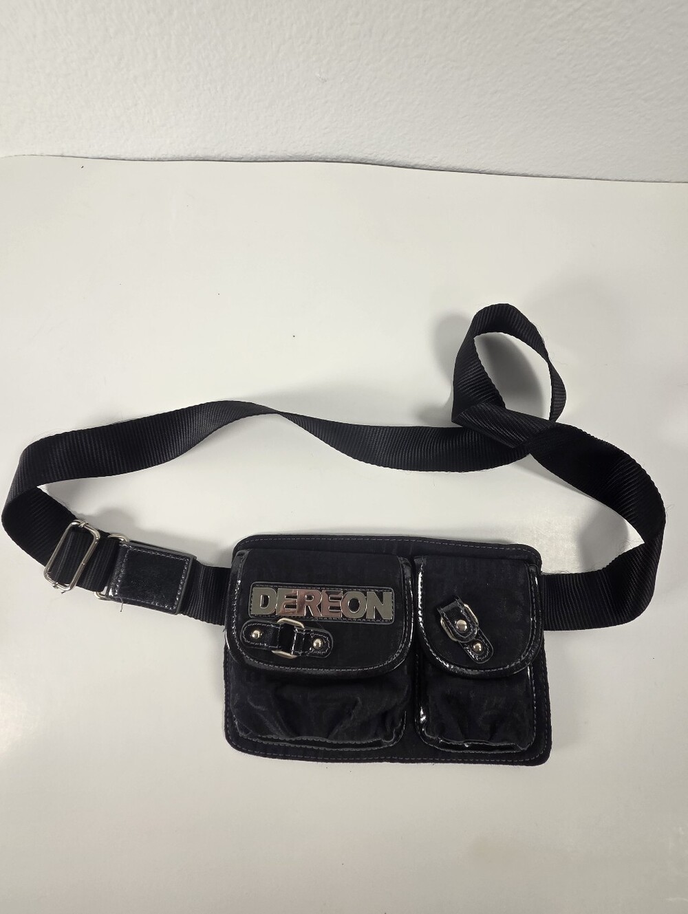 Dereon Black Dual-Pocket Belt Bag